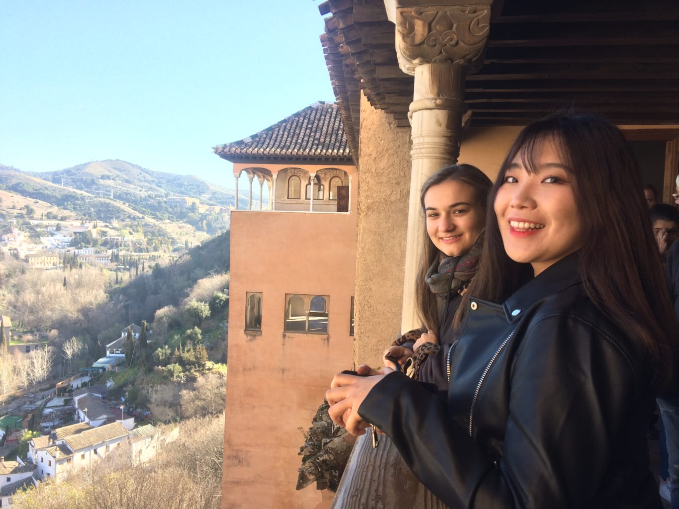 Girls posing and smiling.