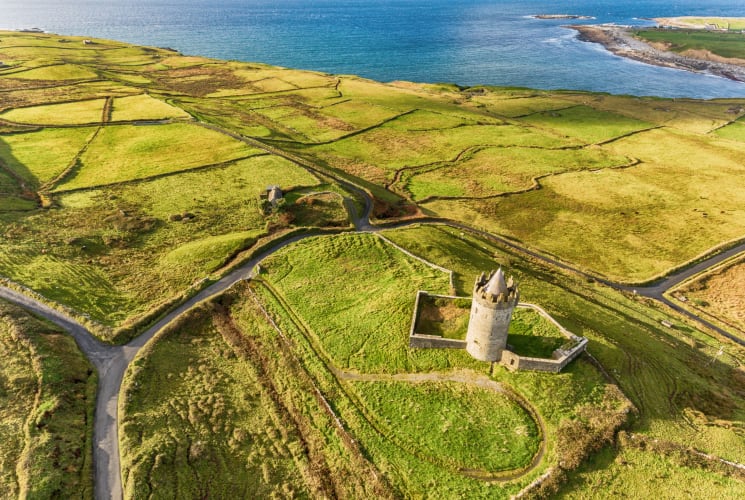 An aerial view of Aran Islands.