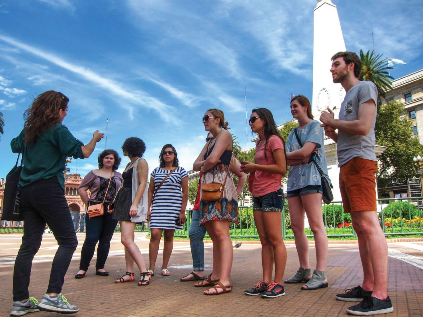 Group standing outside listening to guide in Buenos Aires, Argentina.