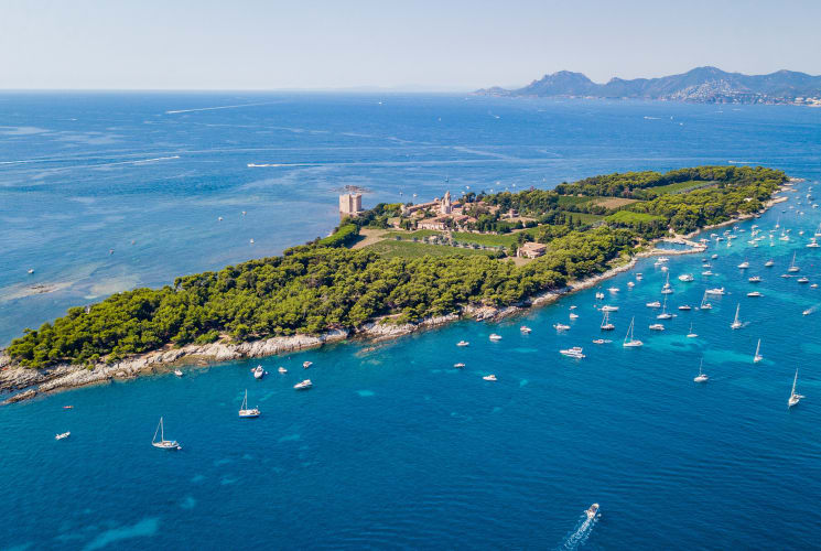 An aerial view of Île Sainte Marguerite.