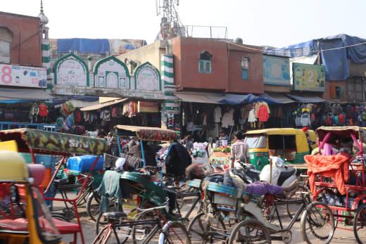 Colorful carts on the streets of India.