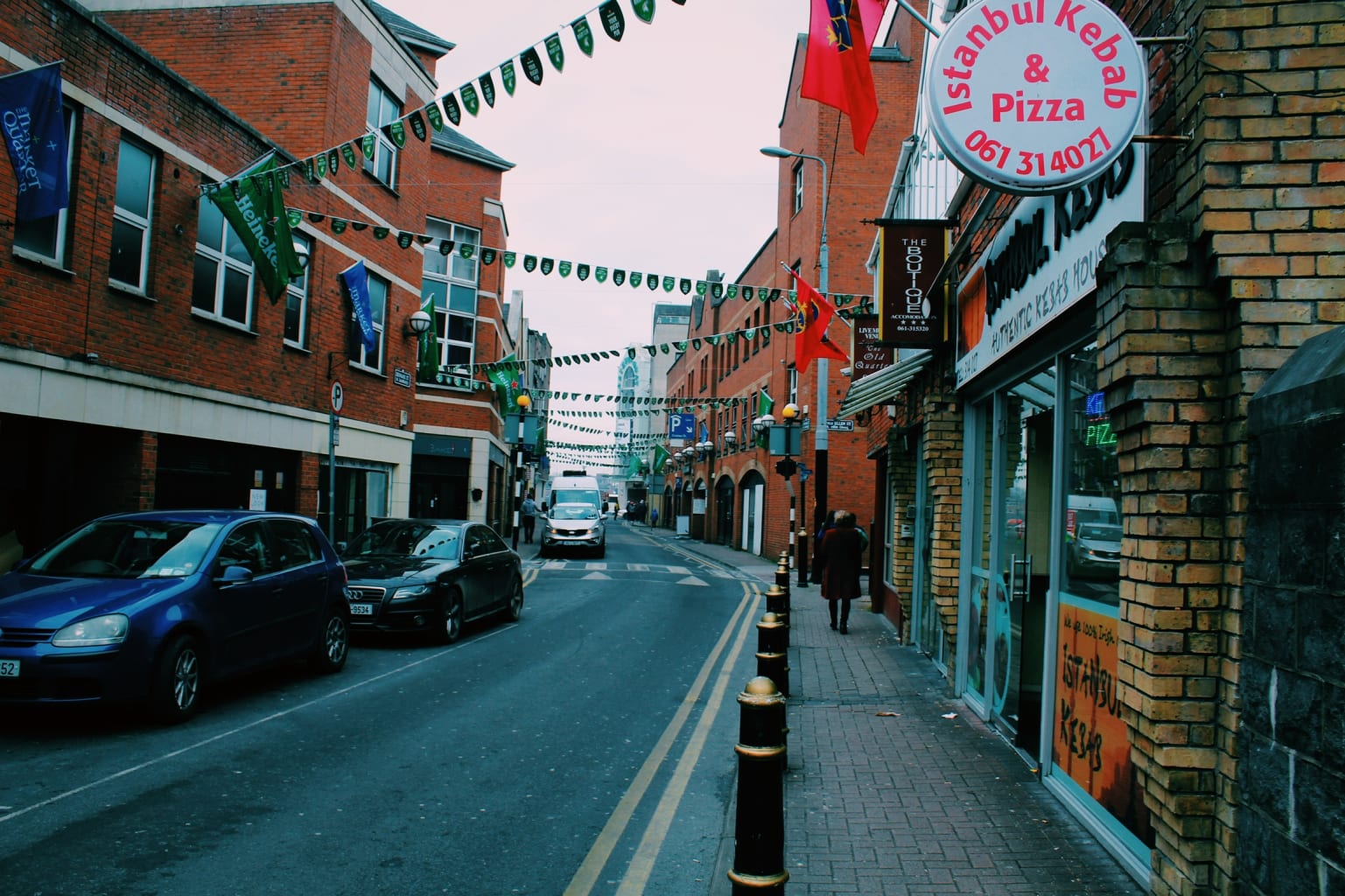 Irish street with signs.