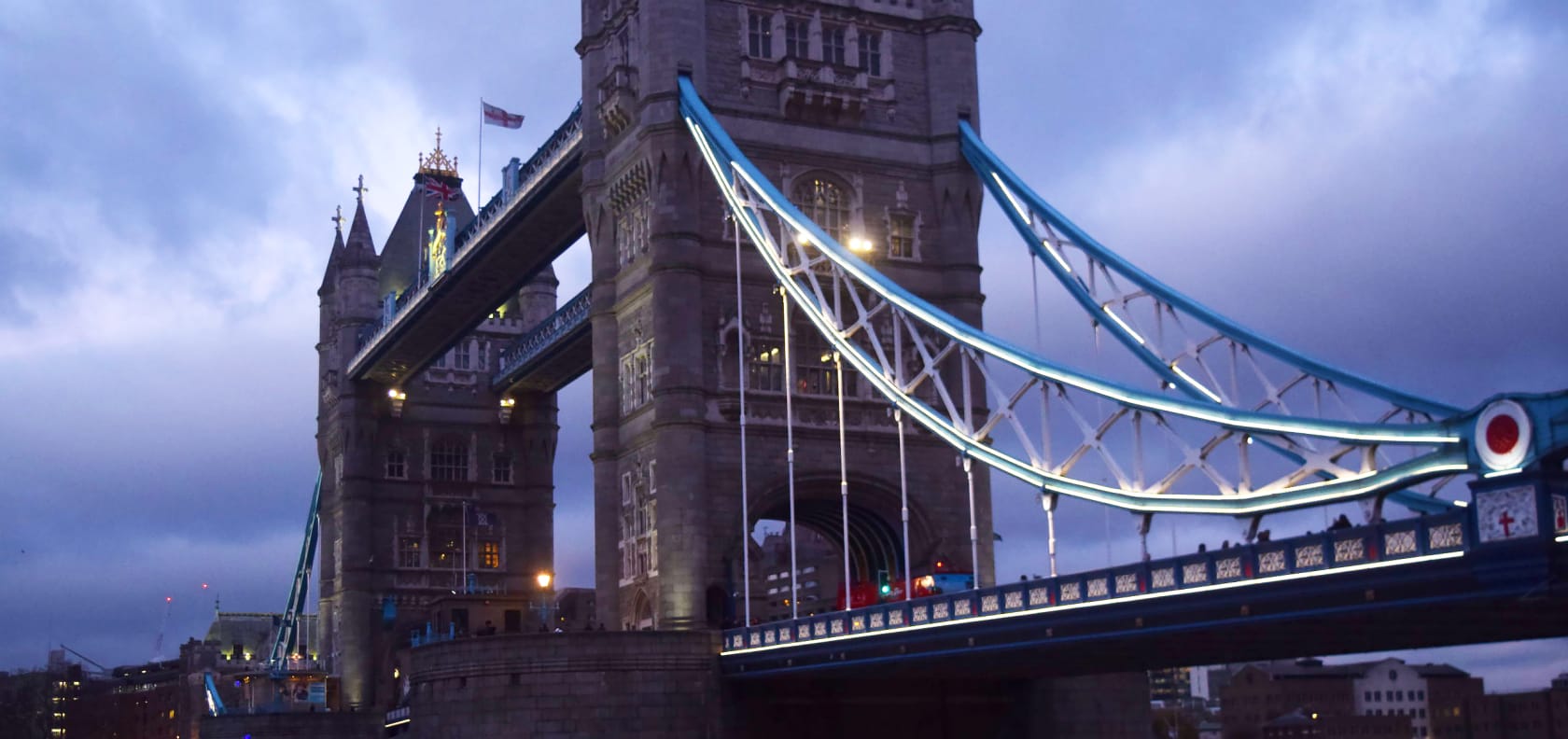 London bridge at night.