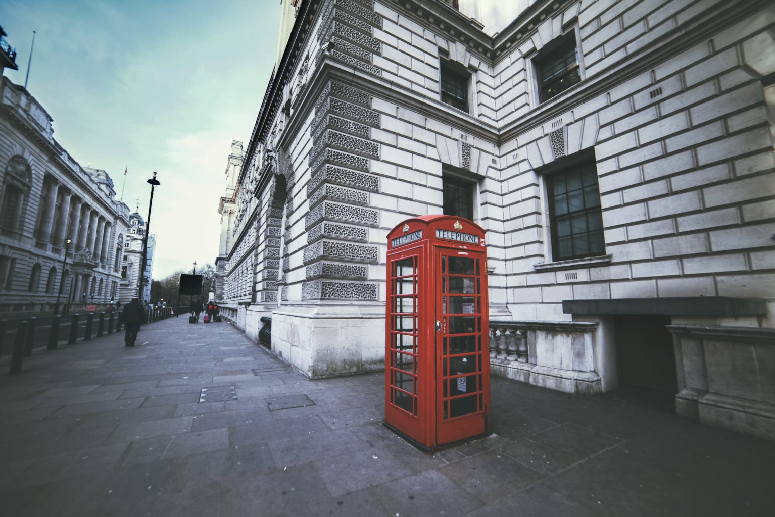 A red phone booth in London.