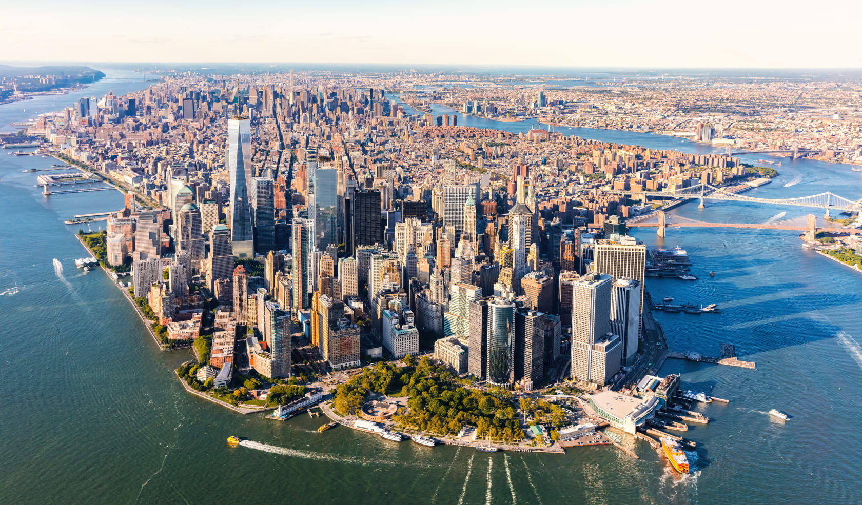 An aerial view of New York City.