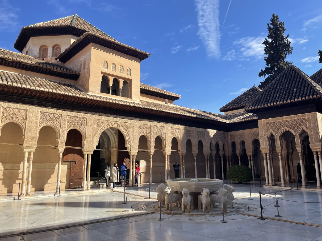 A courtyard outside of a building in Seville, Spain.