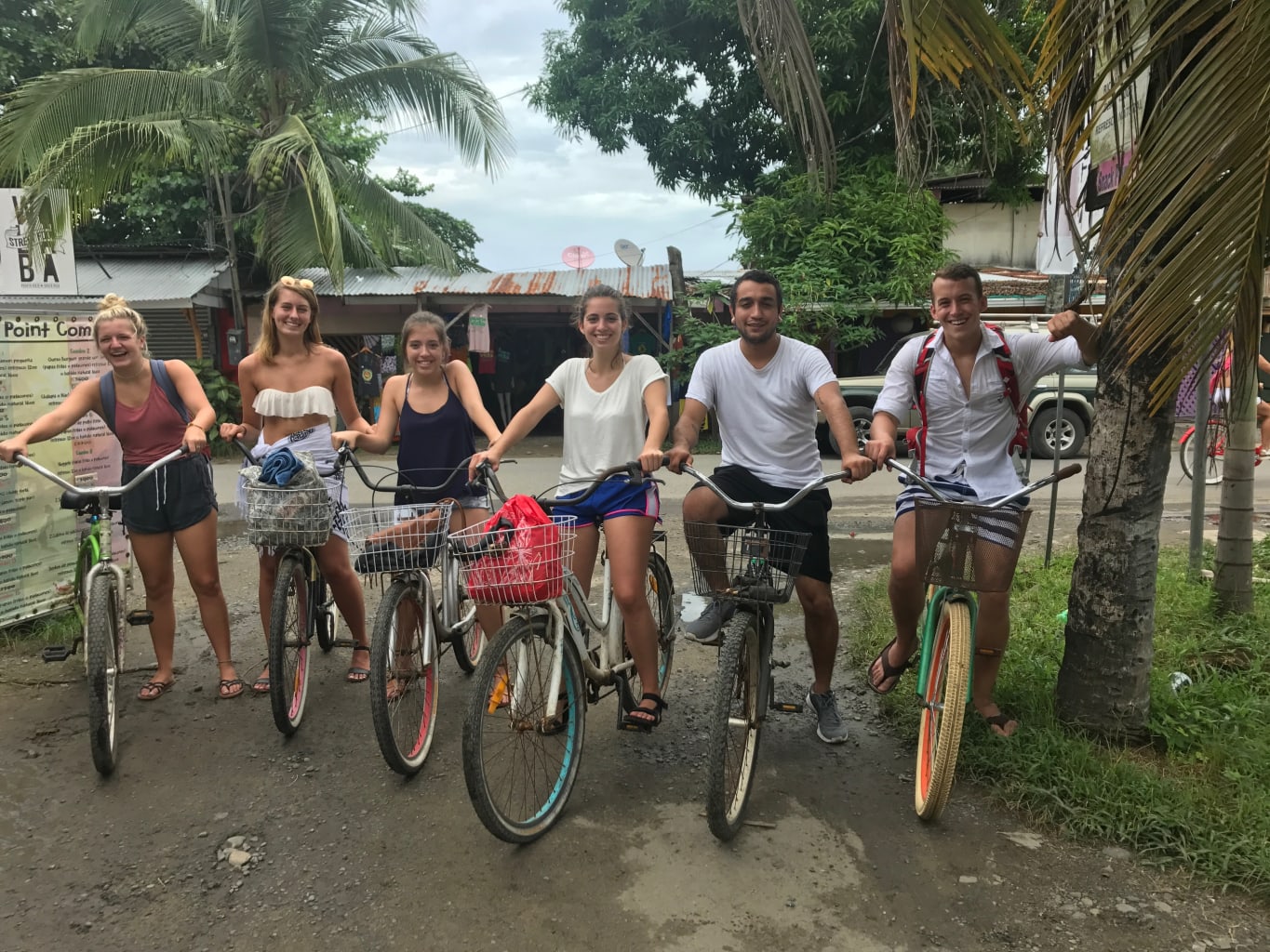 A group of students on bicycles.