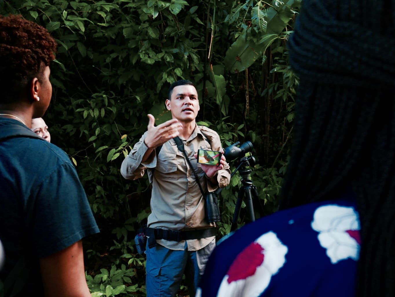 An instructor speaking to students in San Jose, Costa Rica.