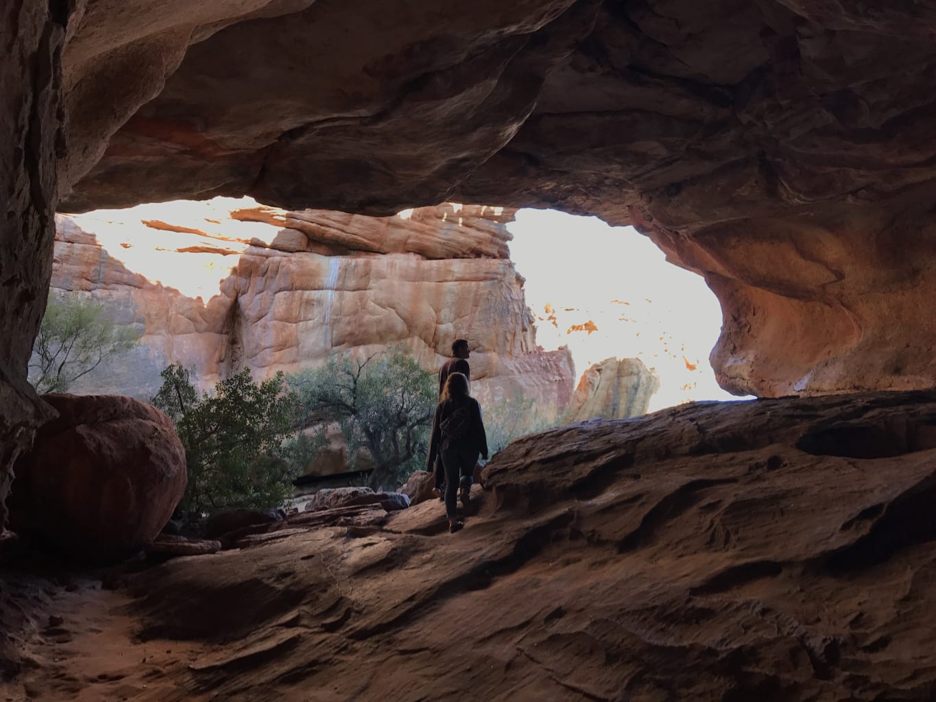 Person in caverns.