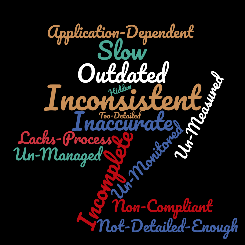 list of data challenges faced by agile billing - outdated, inconsistent, slow, un-measured, inaccurate, etc.