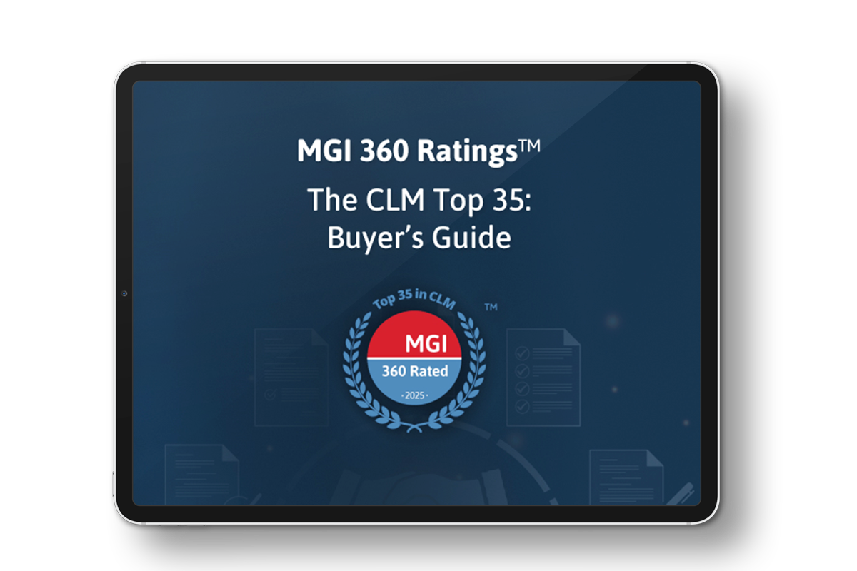 a tablet showing the cover image of the CLM Top 35 Buyer's Guide